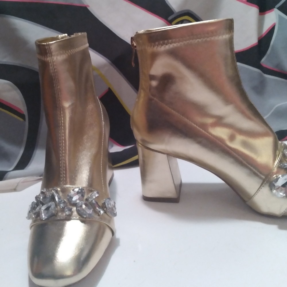 Gold and Rhinestone booties - Picture 4 of 6